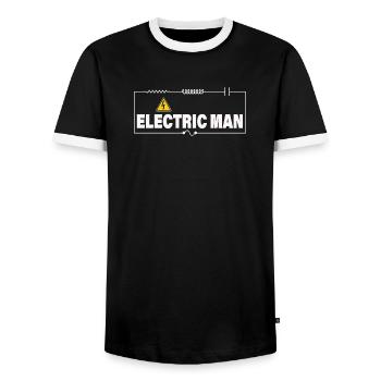 ELECTRIC MAN - Männer Kontrast-T-Shirt - Schwarz/Weiß - Vorne - AI Model Female 172 light (172cm) & AI Model Male 178 light (178cm)