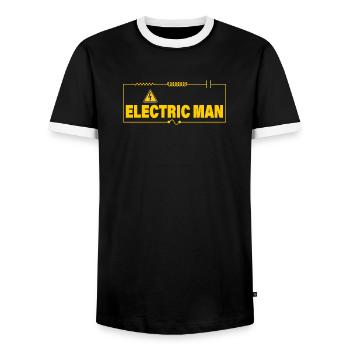 ELECTRIC MAN - Männer Kontrast-T-Shirt - Schwarz/Weiß - Vorne - AI Model Female 172 light (172cm) & AI Model Male 178 light (178cm)