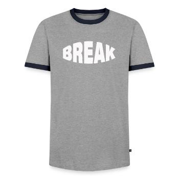 BREAK - Men's Ringer Shirt - grey/navy  - Front - AI Model Female 172 light (172cm) & AI Model Male 178 light (178cm)