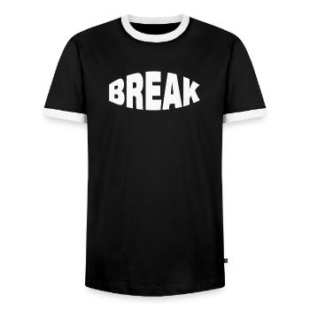 BREAK - Men's Ringer Shirt - black/white - Front - AI Model Female 172 light (172cm) & AI Model Male 178 light (178cm)