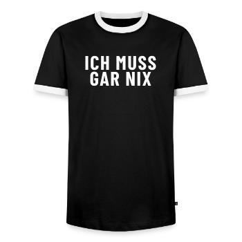 Ich muss gar nichts - Männer Kontrast-T-Shirt - Schwarz/Weiß - Vorne - AI Model Female 172 light (172cm) & AI Model Male 178 light (178cm)