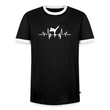 Heartbeat karate - Männer Kontrast-T-Shirt - Schwarz/Weiß - Vorne - AI Model Female 172 light (172cm) & AI Model Male 178 light (178cm)