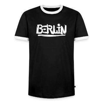 Berlin Graffiti - Stadt Liebe Brandenburg - Men's Ringer Shirt - black/white - Front - AI Model Female 172 light (172cm) & AI Model Male 178 light (178cm)