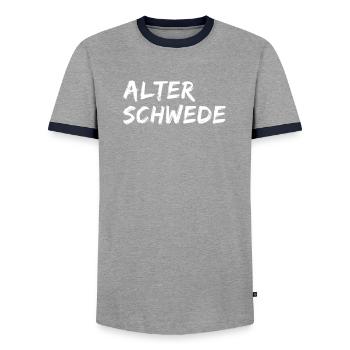 Alter Schwede Lustiger Ausdruck Spruch - Männer Kontrast-T-Shirt - Grau/Navy  - Vorne - AI Model Female 172 light (172cm) & AI Model Male 178 light (178cm)