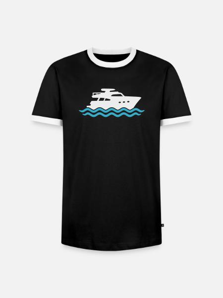 Yacht Silhouette Motorboot - Männer Kontrast-T-Shirt - Schwarz/Weiß