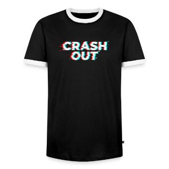 Crash Out – Glitch-Stil weiß-rot-cyan - Männer Kontrast-T-Shirt - Schwarz/Weiß - Vorne - AI Model Female 172 light (172cm) & AI Model Male 178 light (178cm)