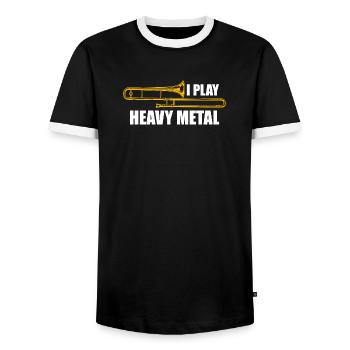 Heavy metal trombone trombone player trombonist - Men's Ringer Shirt - black/white - Front - AI Model Female 172 light (172cm) & AI Model Male 178 light (178cm)