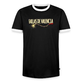 Fallas de Valencia Traca - T-shirt contrasté Homme - noir/blanc - Devant - AI Model Female 172 light (172cm) & AI Model Male 178 light (178cm)