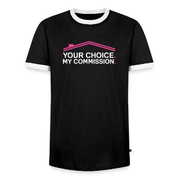 Ma commission Agent immobilier drôle - T-shirt contrasté Homme - noir/blanc - Devant - AI Model Female 172 light (172cm) & AI Model Male 178 light (178cm)