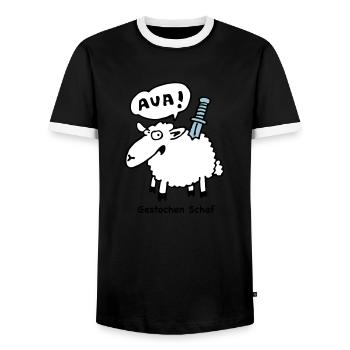 gestochen_schaf - Männer Kontrast-T-Shirt - Schwarz/Weiß - Vorne - AI Model Female 172 light (172cm) & AI Model Male 178 light (178cm)