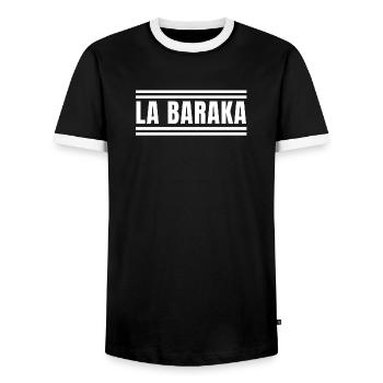 Baraka, la baraka, avoir de la chance - T-shirt contrasté Homme - noir/blanc - Devant - AI Model Female 172 light (172cm) & AI Model Male 178 light (178cm)