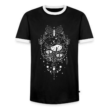 Magical nature mushroom - Men's Ringer Shirt - black/white - Front - AI Model Female 172 light (172cm) & AI Model Male 178 light (178cm)