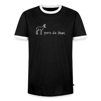 hurra die gams apres ski party berg schifahren - Männer Kontrast-T-Shirt - Schwarz/Weiß - Vorne - AI Model Female 172 light (172cm) & AI Model Male 178 light (178cm)