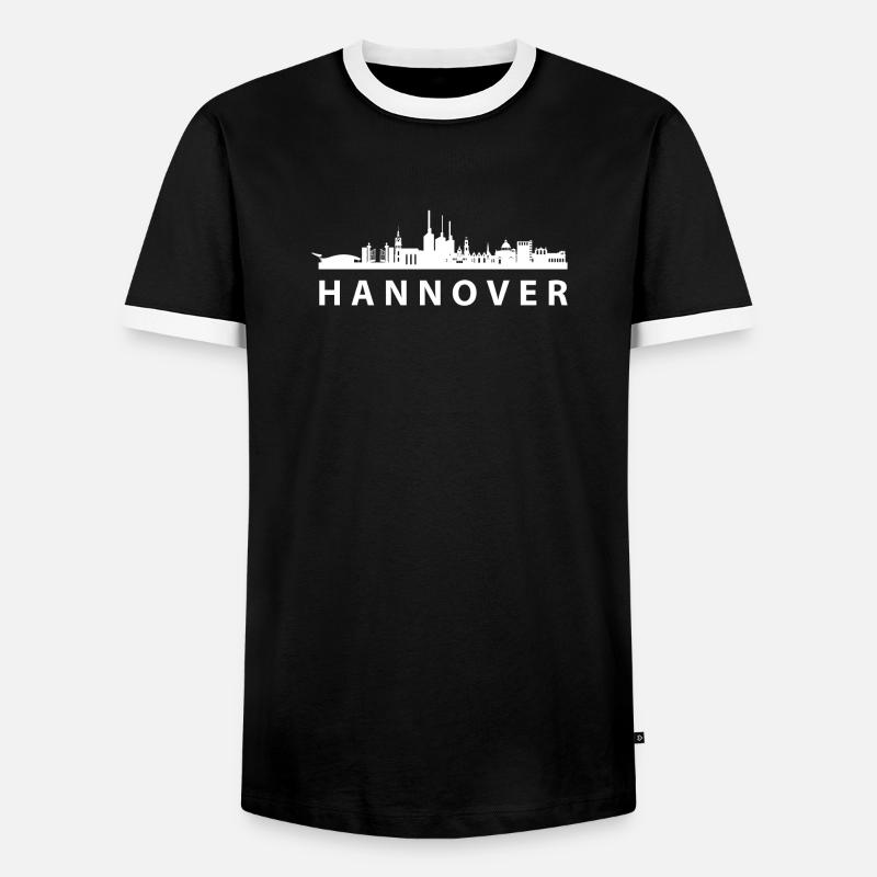 Hanover Skyline Silhouette design - Men's Ringer Shirt - black/white