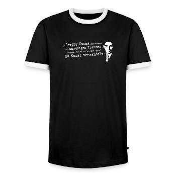 Franz Kafka-Beuys | Verwandlung | Gregor Samsa - Männer Kontrast-T-Shirt - Schwarz/Weiß - Vorne - AI Model Female 172 light (172cm) & AI Model Male 178 light (178cm)