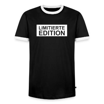 Geometrisches Muster mit leuchtenden Akzenten - Männer Kontrast-T-Shirt - Schwarz/Weiß - Vorne - AI Model Female 172 light (172cm) & AI Model Male 178 light (178cm)