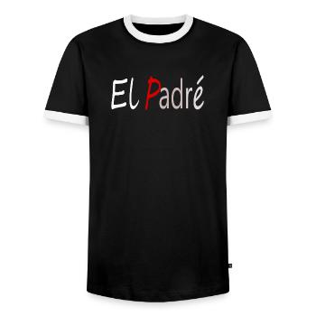 le pére - T-shirt contrasté Homme - noir/blanc - Devant - AI Model Female 172 light (172cm) & AI Model Male 178 light (178cm)