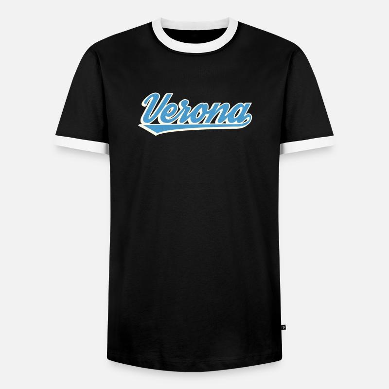 Verona Blue Script Logo - Men's Ringer Shirt - black/white