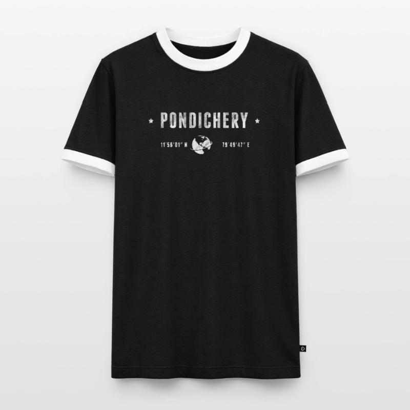 PONDICHERRY Stylized geographical coordinates Men's Ringer Shirt
