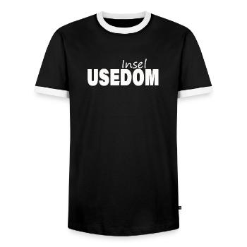 Utilisation - T-shirt contrasté Homme - noir/blanc - Devant - AI Model Female 172 light (172cm) & AI Model Male 178 light (178cm)
