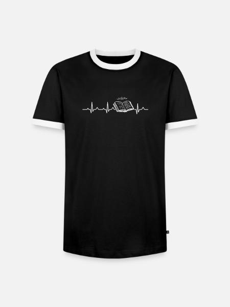 Heartbeat T Shirt buchen - Männer Kontrast-T-Shirt - Schwarz/Weiß