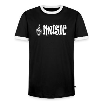 Musique - Style typographique classique rétro - T-shirt contrasté Homme - noir/blanc - Devant - AI Model Female 172 light (172cm) & AI Model Male 178 light (178cm)