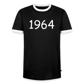 Personalize 1964 60th Birthday Template - Men's Ringer Shirt - black/white - Front - AI Model Female 172 light (172cm) & AI Model Male 178 light (178cm)