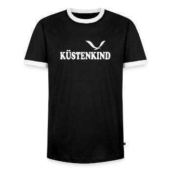 KÜSTENKIND - Männer Kontrast-T-Shirt - Schwarz/Weiß - Vorne - AI Model Female 172 light (172cm) & AI Model Male 178 light (178cm)