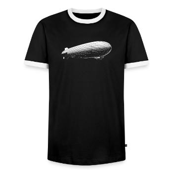 Cool Zeppelin Design – Vintage Aviation - Men's Ringer Shirt - black/white - Front - AI Model Female 172 light (172cm) & AI Model Male 178 light (178cm)