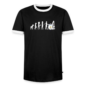 Humor Evolution Manip Mobilfunk Radiologie - Männer Kontrast-T-Shirt - Schwarz/Weiß - Vorne - AI Model Female 172 light (172cm) & AI Model Male 178 light (178cm)