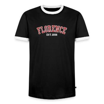 Florence Est. 2006 - Männer Kontrast-T-Shirt - Schwarz/Weiß - Vorne - AI Model Female 172 light (172cm) & AI Model Male 178 light (178cm)