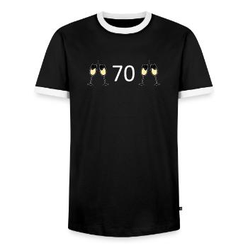 70.Geburtstag 70 Jahre Jubiläum 70 Zahl 70 weiß - Männer Kontrast-T-Shirt - Schwarz/Weiß - Vorne - AI Model Female 172 light (172cm) & AI Model Male 178 light (178cm)