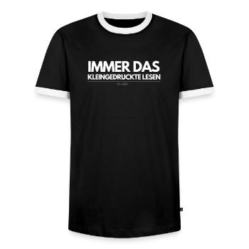 Immer das Kleingedruckte lesen - Ich werde Papa - Männer Kontrast-T-Shirt - Schwarz/Weiß - Vorne - AI Model Female 172 light (172cm) & AI Model Male 178 light (178cm)