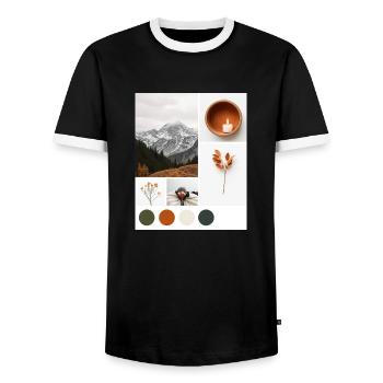 Rest. - Men's Ringer Shirt - black/white - Front - AI Model Female 172 light (172cm) & AI Model Male 178 light (178cm)