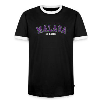 Málaga Est. 2005 - Männer Kontrast-T-Shirt - Schwarz/Weiß - Vorne - AI Model Female 172 light (172cm) & AI Model Male 178 light (178cm)
