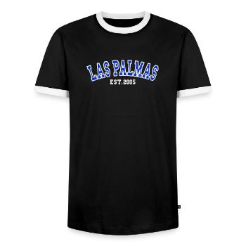 Las Palmas Est. 2005 - Men's Ringer Shirt - black/white - Front - AI Model Female 172 light (172cm) & AI Model Male 178 light (178cm)
