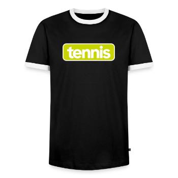 Tennis Bold Sportbekleidung - Männer Kontrast-T-Shirt - Schwarz/Weiß - Vorne - AI Model Female 172 light (172cm) & AI Model Male 178 light (178cm)