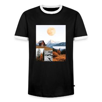 Hut. - Men's Ringer Shirt - black/white - Front - AI Model Female 172 light (172cm) & AI Model Male 178 light (178cm)