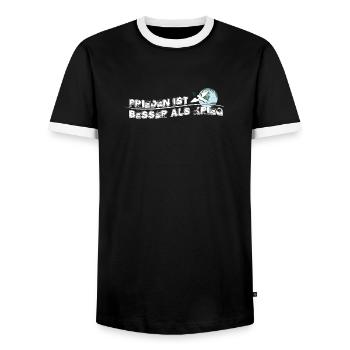 Peace is better than war | Peace is better - Men's Ringer Shirt - black/white - Front - AI Model Female 172 light (172cm) & AI Model Male 178 light (178cm)