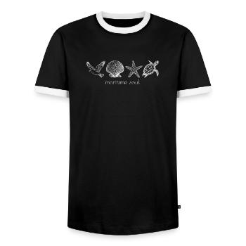 maritime soul Ozean inspiriert für Strandliebhaber - Männer Kontrast-T-Shirt - Schwarz/Weiß - Vorne - AI Model Female 172 light (172cm) & AI Model Male 178 light (178cm)
