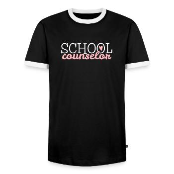 Conseiller scolaire Conseiller d’orientation professionnelle - T-shirt contrasté Homme - noir/blanc - Devant - AI Model Female 172 light (172cm) & AI Model Male 178 light (178cm)