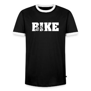 vélo motard vélo symbole d’équitation icône cyclisme - T-shirt contrasté Homme - noir/blanc - Devant - AI Model Female 172 light (172cm) & AI Model Male 178 light (178cm)