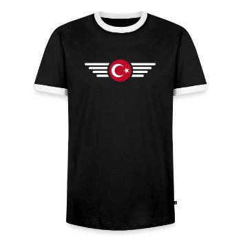 Turkey Ankara Türkiye Istanbul T Shirt Design - Men's Ringer Shirt - black/white - Front - AI Model Female 172 light (172cm) & AI Model Male 178 light (178cm)