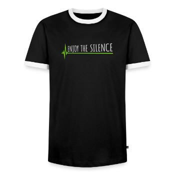 Enjoy The Silence Saying Calm Silence Introvert - Men's Ringer Shirt - black/white - Front - AI Model Female 172 light (172cm) & AI Model Male 178 light (178cm)