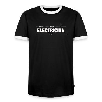ELECTRICIAN - Männer Kontrast-T-Shirt - Schwarz/Weiß - Vorne - AI Model Female 172 light (172cm) & AI Model Male 178 light (178cm)