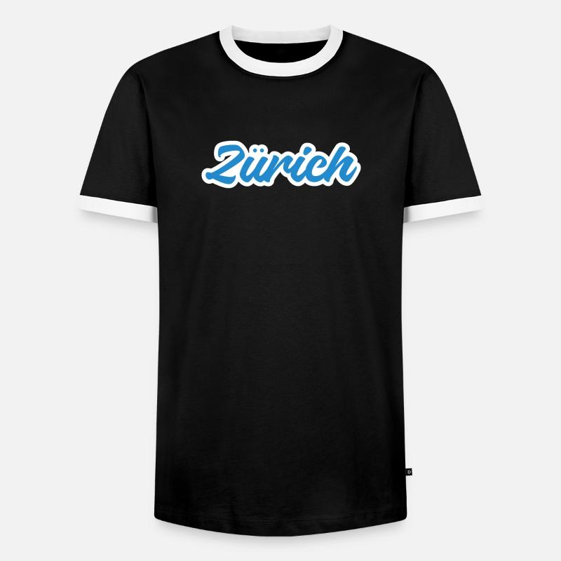 Zürich Script Blau Skyline - Männer Kontrast-T-Shirt - Schwarz/Weiß
