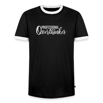 Professional Overthinker Lustig Grübeln Angst Logo - Männer Kontrast-T-Shirt - Schwarz/Weiß - Vorne - AI Model Female 172 light (172cm) & AI Model Male 178 light (178cm)