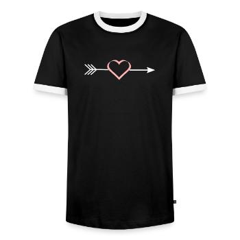 pink heart pink red arrow hearts Valentine's Day - Men's Ringer Shirt - black/white - Front - AI Model Female 172 light (172cm) & AI Model Male 178 light (178cm)