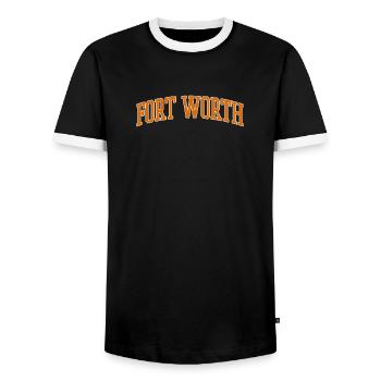 Fort Worth Collegiate Arch - Men's Ringer Shirt - black/white - Front - AI Model Female 172 light (172cm) & AI Model Male 178 light (178cm)