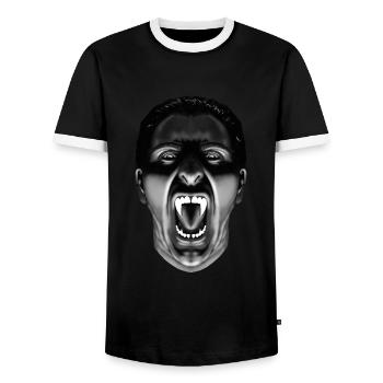 Fauchender Vampir - Männer Kontrast-T-Shirt - Schwarz/Weiß - Vorne - AI Model Female 172 light (172cm) & AI Model Male 178 light (178cm)
